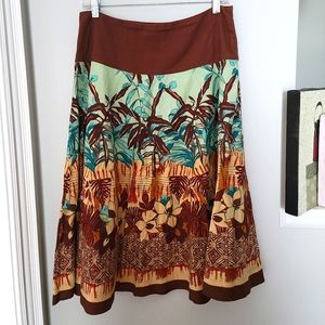Y2K Cottagecore Costa Blanca Floral Paisley Midi Length Skirt